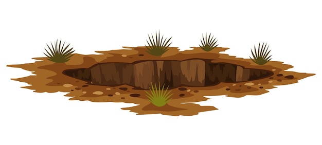 Отверстие в земле работы по копанию песчано-угольной пустой породы или гравия коричневый сухой рудник элемент ландшафта карикатура иллюстрации