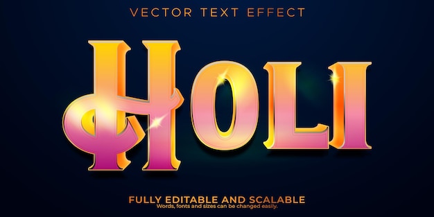 Vector holi 3d text effect 100 bewerkbare eps-bestand woord en lettertype kunnen worden gewijzigd.