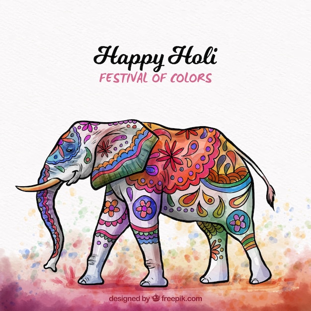 Sfondo di holi con elefante