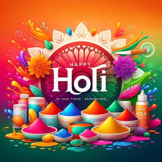 Holi Day kaart met Indiase vlag thema Kind Joy op Holi Day card