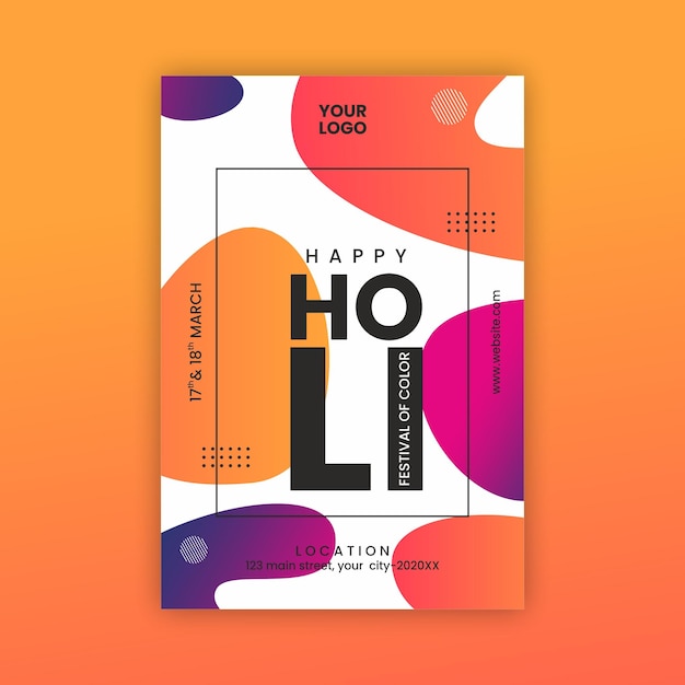 Holi feest flyer ontwerpsjabloon