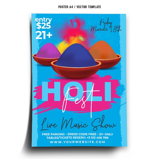 Holi Fest Poster Template