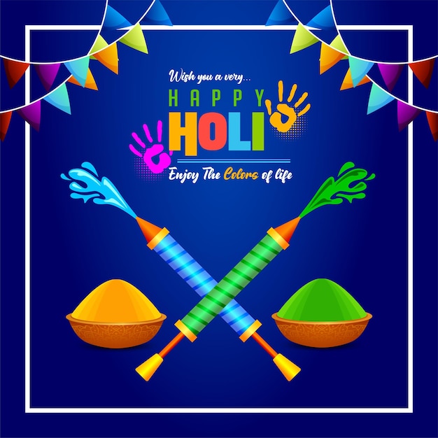 holi festival achtergrond met hangende gulaal en bloemen l Happy Holi Template Design