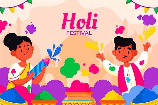 Holi festival background in flat design