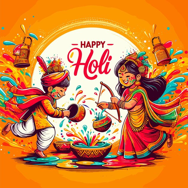 Vector holi festival background vector indian festival with happy holi text generated ai