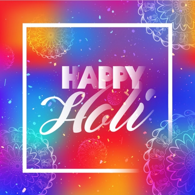 holi festival background with mandalas and blurred effect