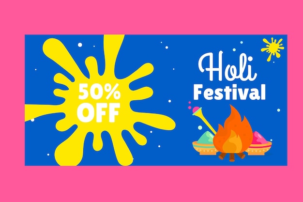 Holi festival banner with colors for sale vector