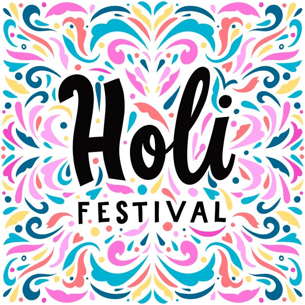 Vector holi festival belettering