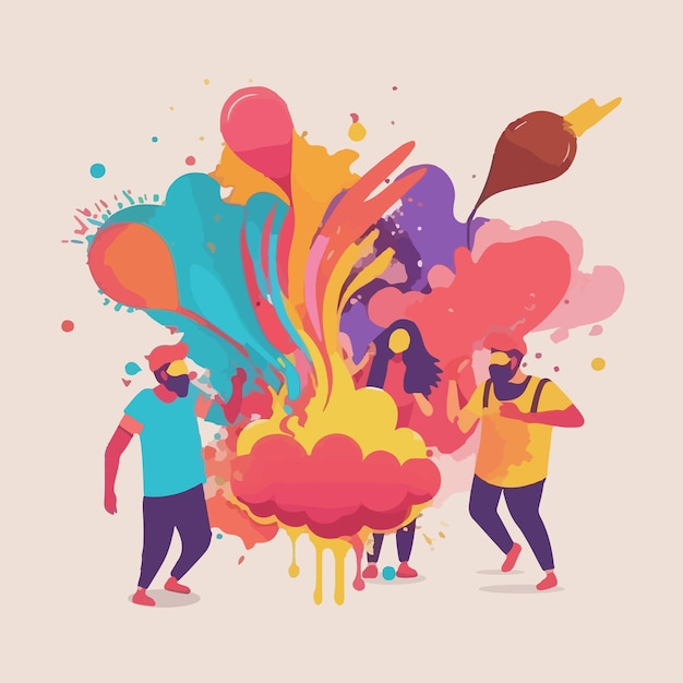 Holi festival celebrating flat vector illustration