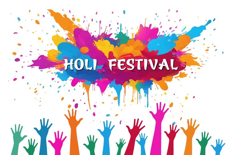 Vector holi festival colorful powder explosions isolated on black background