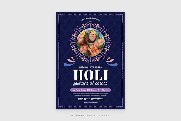 Holi 축제 플라이어 템플릿 벡터