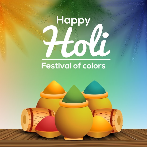 Holi festival greeting card