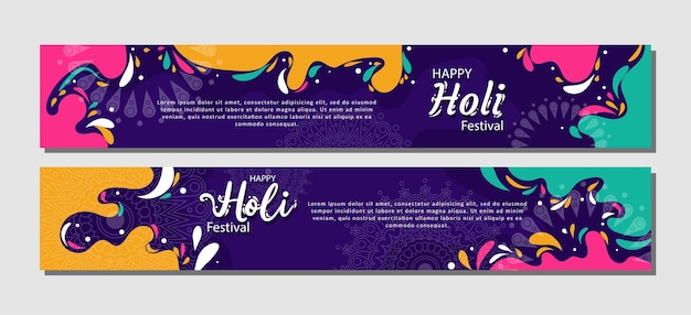 Vector holi festival horizontal banner template collection for cover flyer header