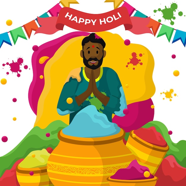 Vector holi festival illustration