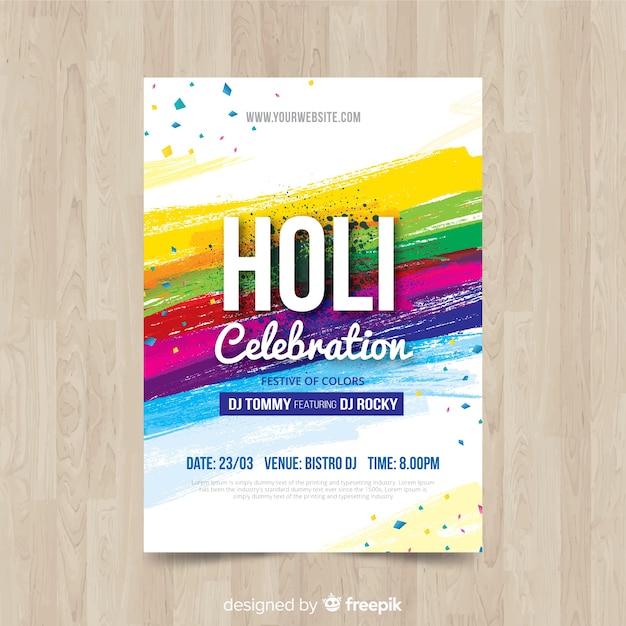 Vector holi festival party flyer template