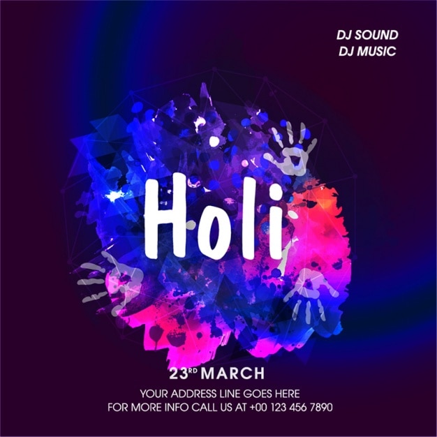 Vector holi festival poster in abstract style