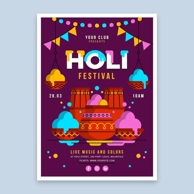 Holi festival poster sjabloon