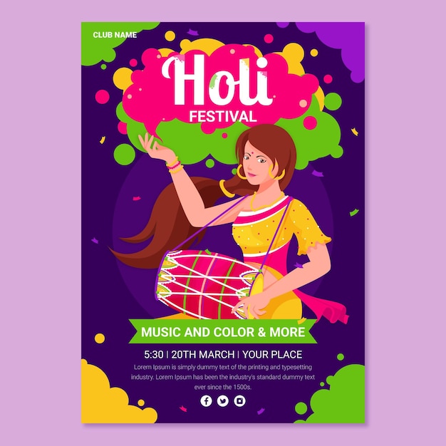 Holi festival poster template