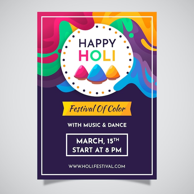 Vector holi festival vertical poster template