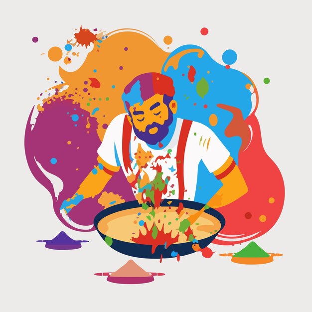 Holi festival viert platte vectorillustratie