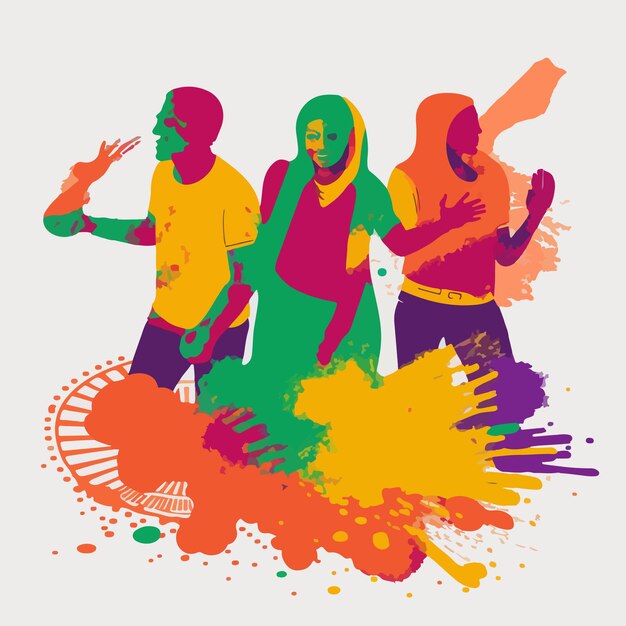 Vector holi festival viert platte vectorillustratie