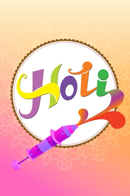 Vector holi festival with colorful background happy hol typo