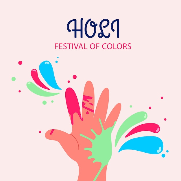 Holi festival with hand in paint Vector