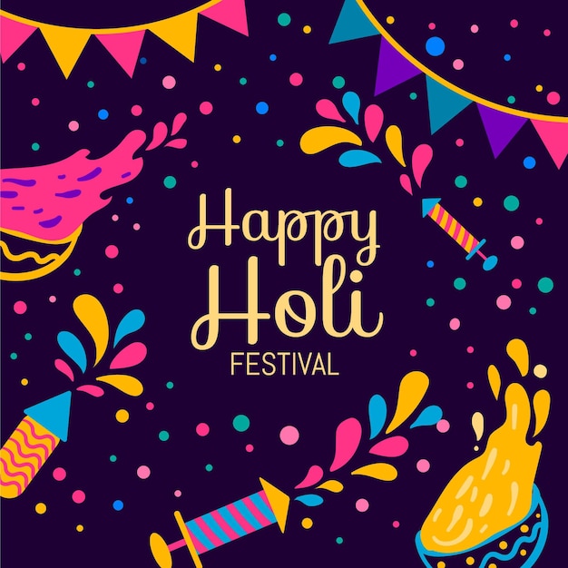 holi festival with paint and colors