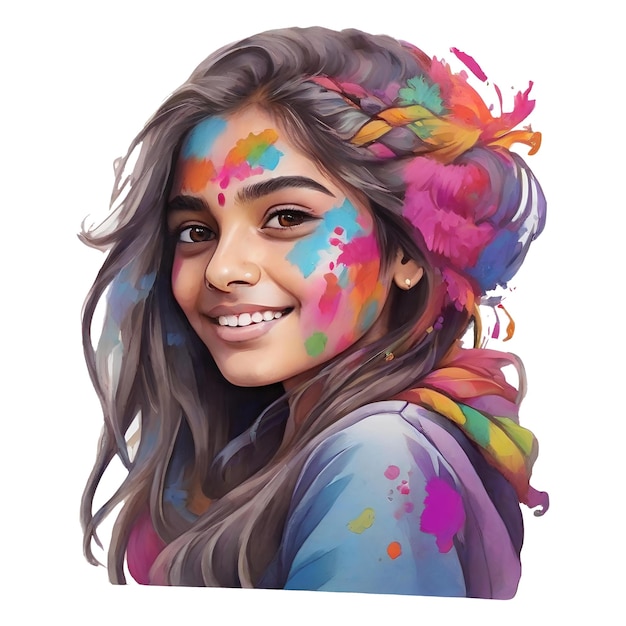 Holi girl vector