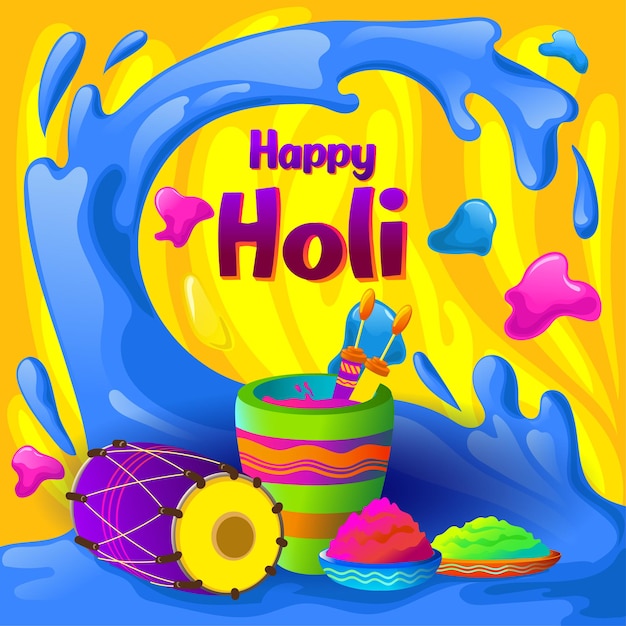 색상의 스플래시와 Holi 인사말