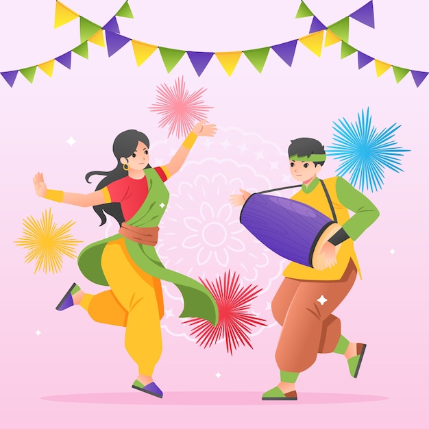 Holi illustration in gradient style