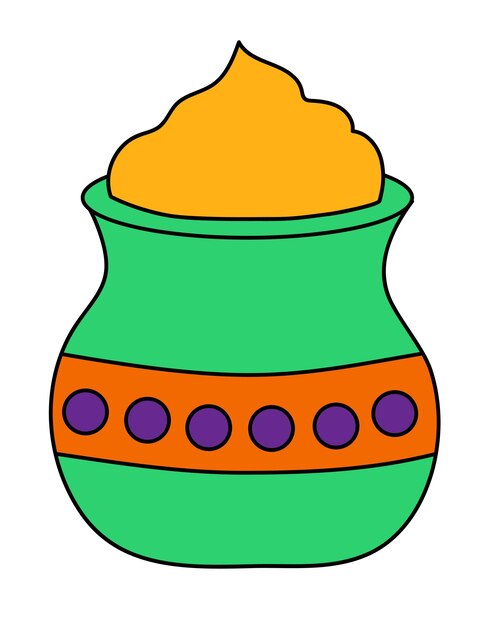 Vettore holi jar gulal elemento disegno per la celebrazione della festa indiana dell'amore e del colore cartone animato vettoriale