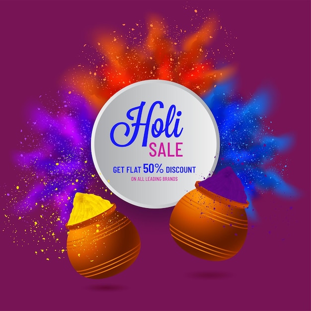 Holi Sale posterontwerp met 50% korting