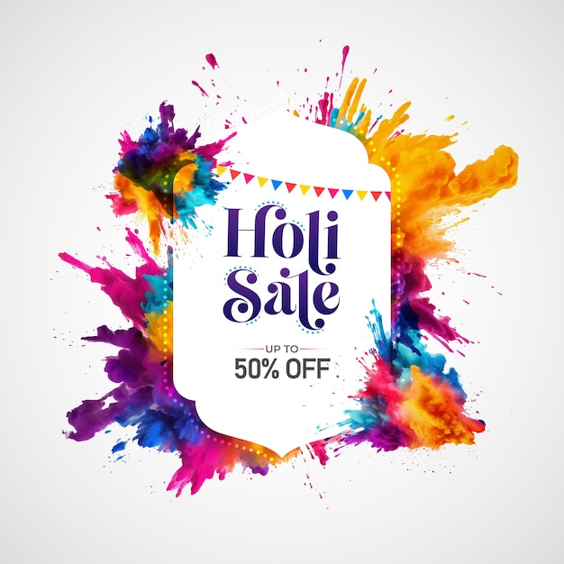 Holi Sale Vector Banner achtergrondontwerp sjabloon