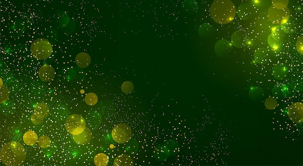 Holiday abstract shiny color bokeh design element and glitter effect on dark green background for we...