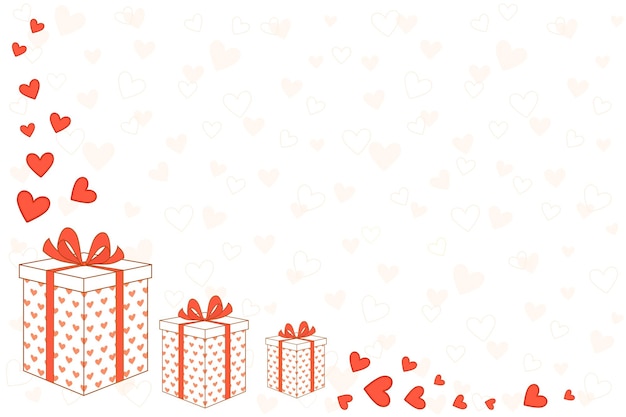 Holiday background with gift and hearts