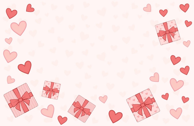 Vector holiday background with gift and hearts