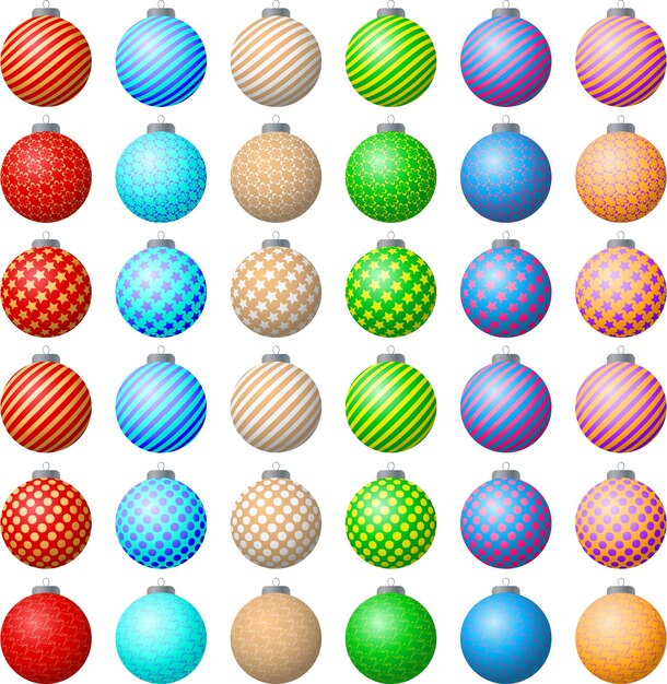 Vector holiday balls with different patterns