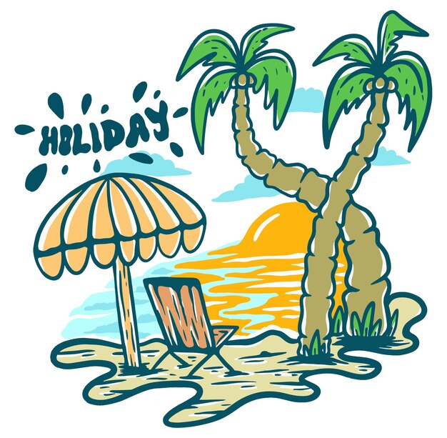 Premium Vector Holiday beach in summer
