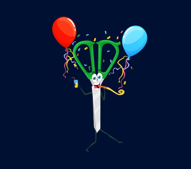 Holiday birthday celebration cartoon scissors fun