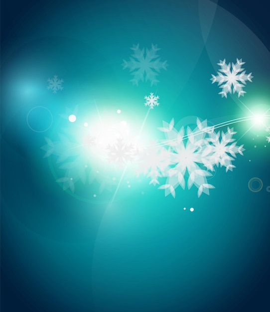 休日青い抽象的な背景冬雪片クリスマスと新年のデザイン テンプレート