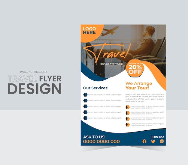 Holiday business flyer design and brochure cover page template for travel agency