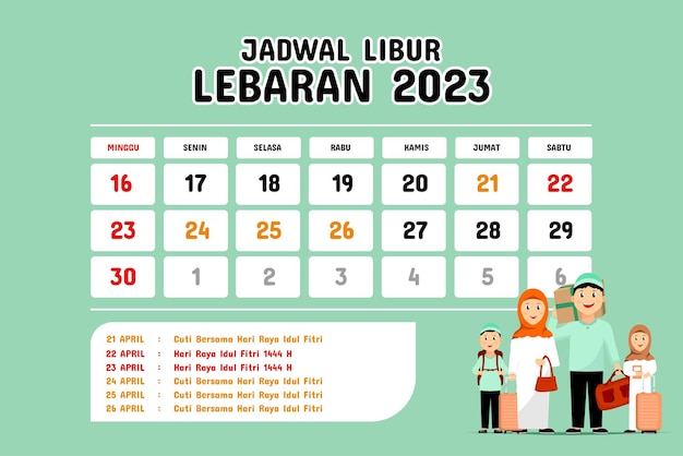 Vector holiday calendar for eid al fitr