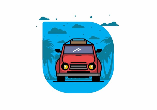 Holiday in car illustration design