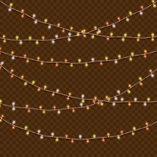 Vector holiday christmas design of light bulb garland