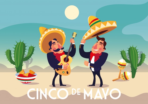 Vacanza cinco de mayo con uomini in abito mariachi