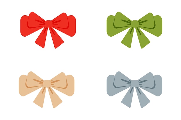 Holiday decoration bows in various colors