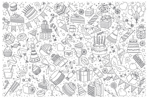 Set di doodle di vacanza