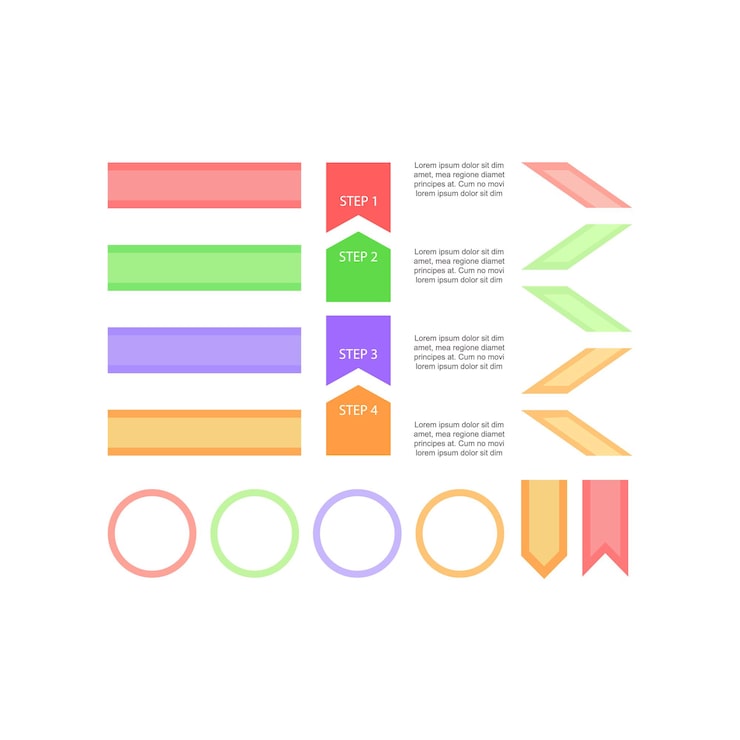 Vector 휴일 이벤트 infographic 차트 디자인 요소 집합입니다. 빈 복사본 공간이 있는 정보 차트에 대한 추상적인 벡터 기호입니다. 교육용 그래픽용 모양이 있는 키트. 시각적 데이터 프레젠테이션