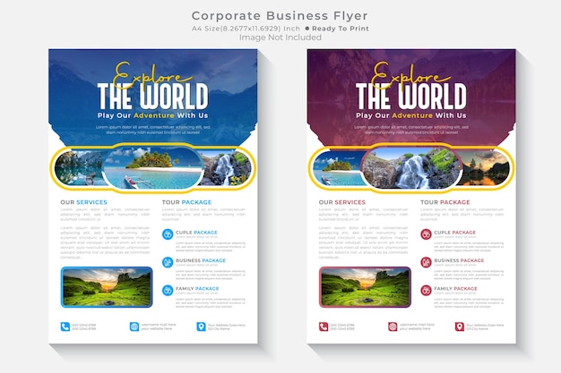 Holiday explore world or travel agency or business flyer template